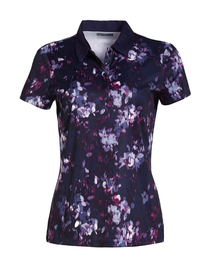 Womens Digital Floral Print Polo-Polos-Peacoat-L-Callaway