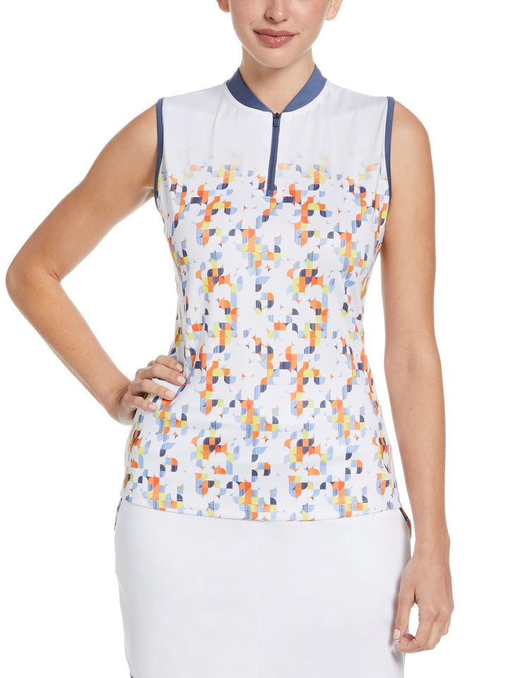 Womens Engineered Fading Shift Geo Printed Top-Polos-Brilliant White-S-Callaway