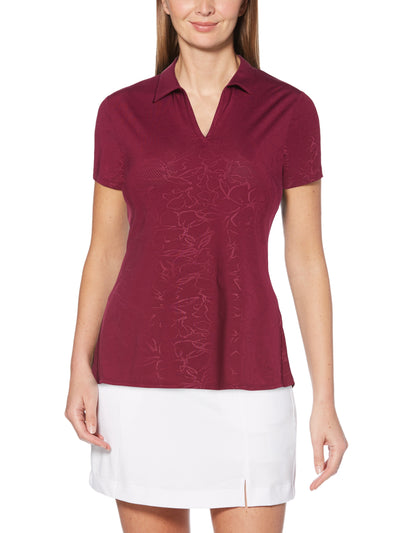 Womens Floral Embossed Polo-Polos-Callaway