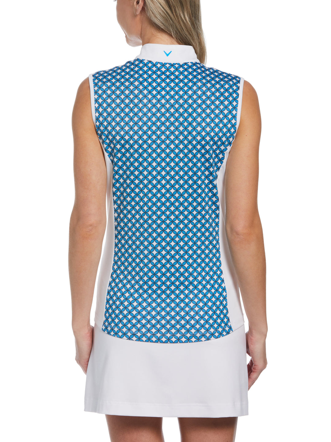 Floral Geo Print Golf Polo (Brilliant White) 