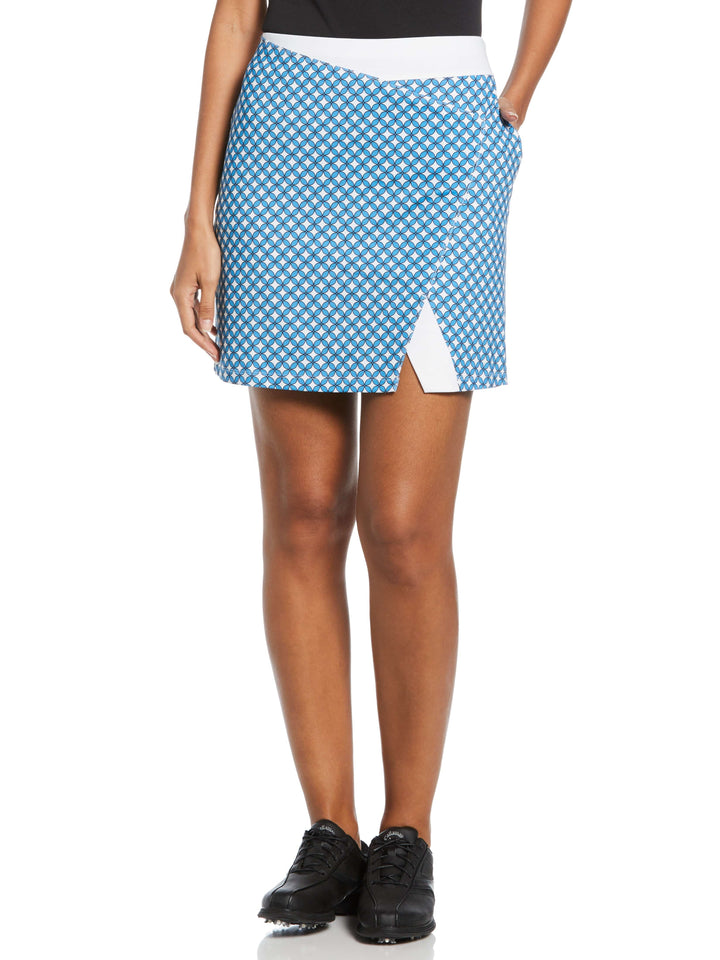 Geo Floral Print Wrap Golf Skort (Brilliant White) 