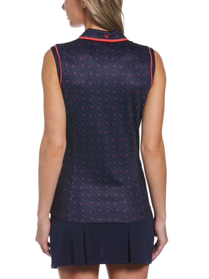 Geometric Strawberry Print Golf Polo (Peacoat) 