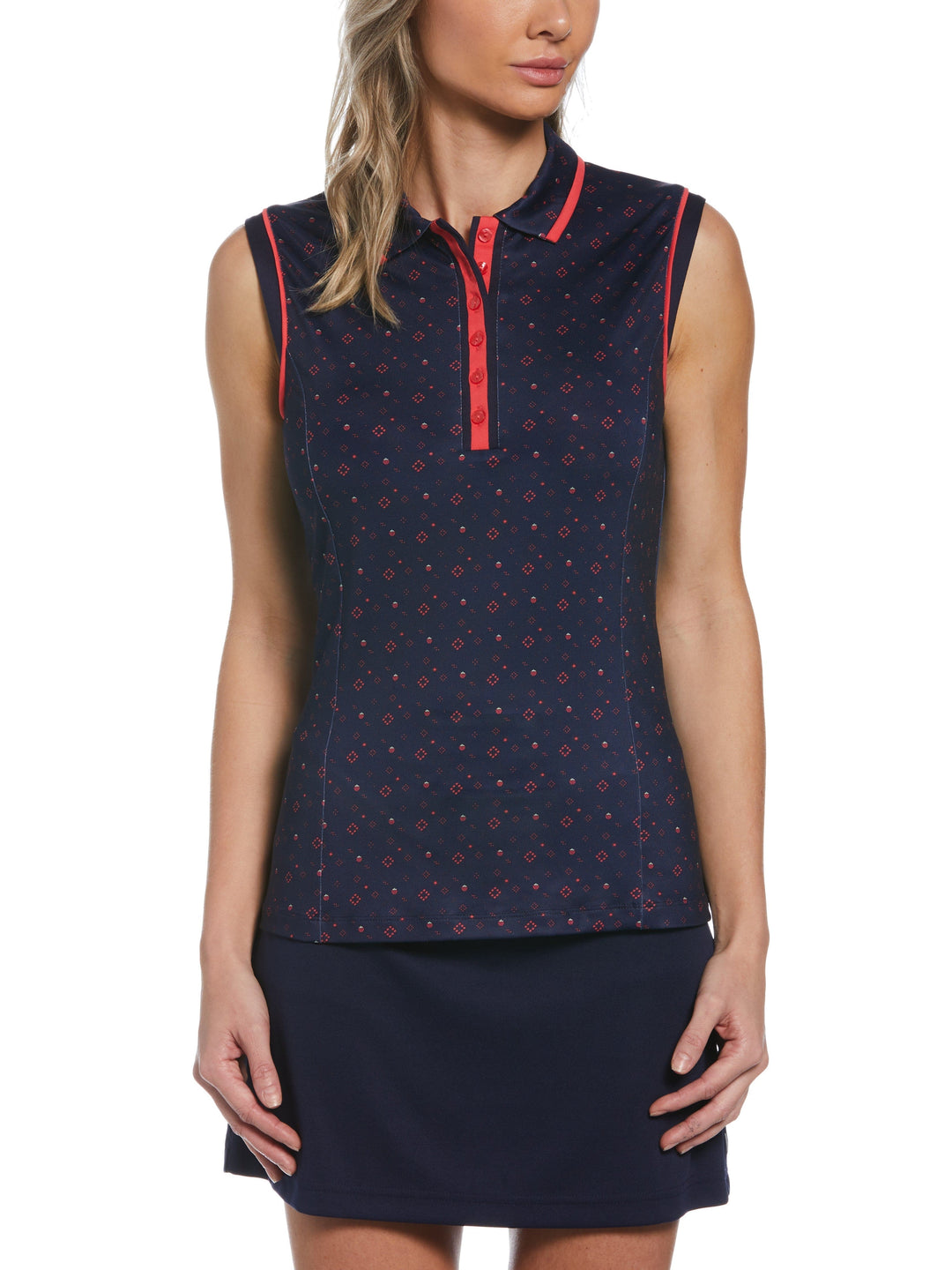 Geometric Strawberry Print Golf Polo (Peacoat) 