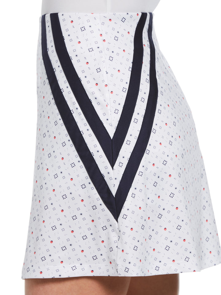 Geometric Strawberry Print Golf Skort (Brilliant White) 