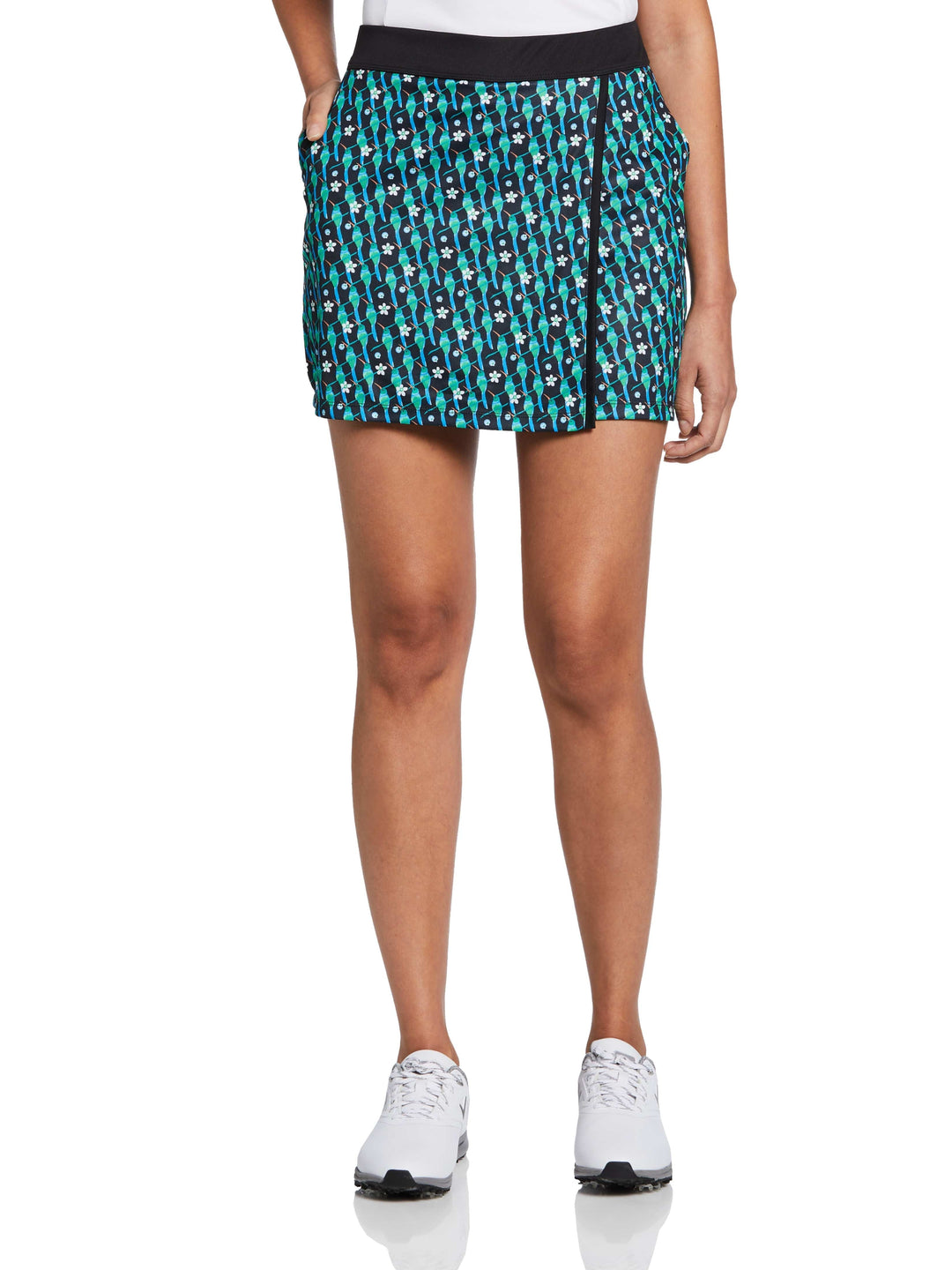 Hummingbird Print Wrap Golf Skort (Caviar/Ibiza Bl) 