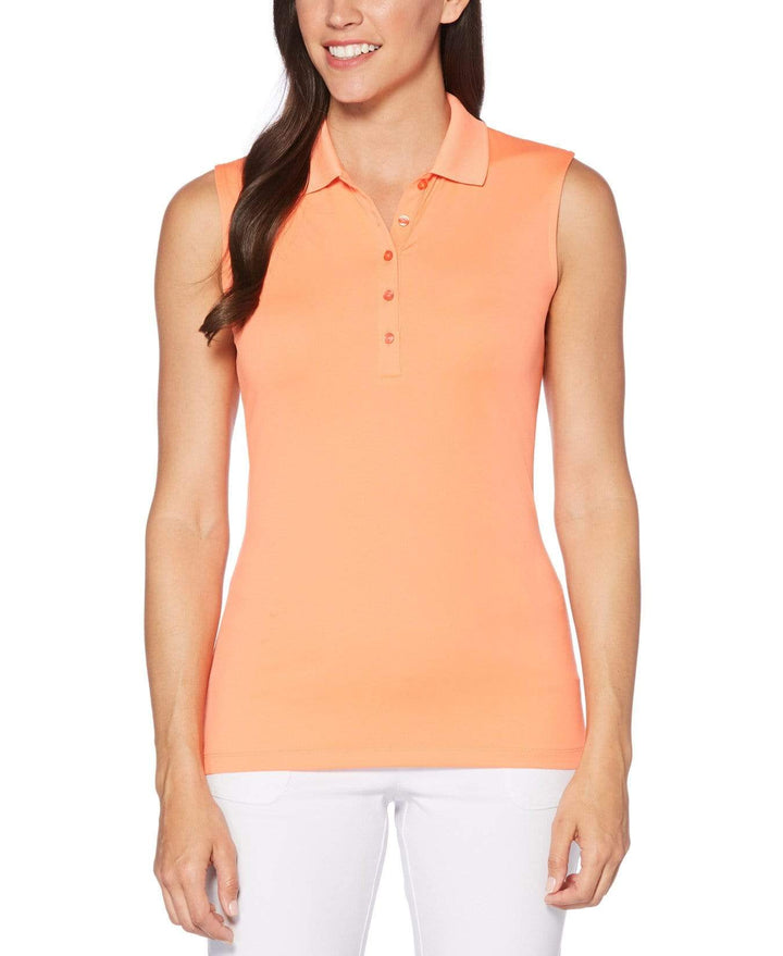 Womens Micro Hex Solid Polo Polos Fusion Coral / XXL