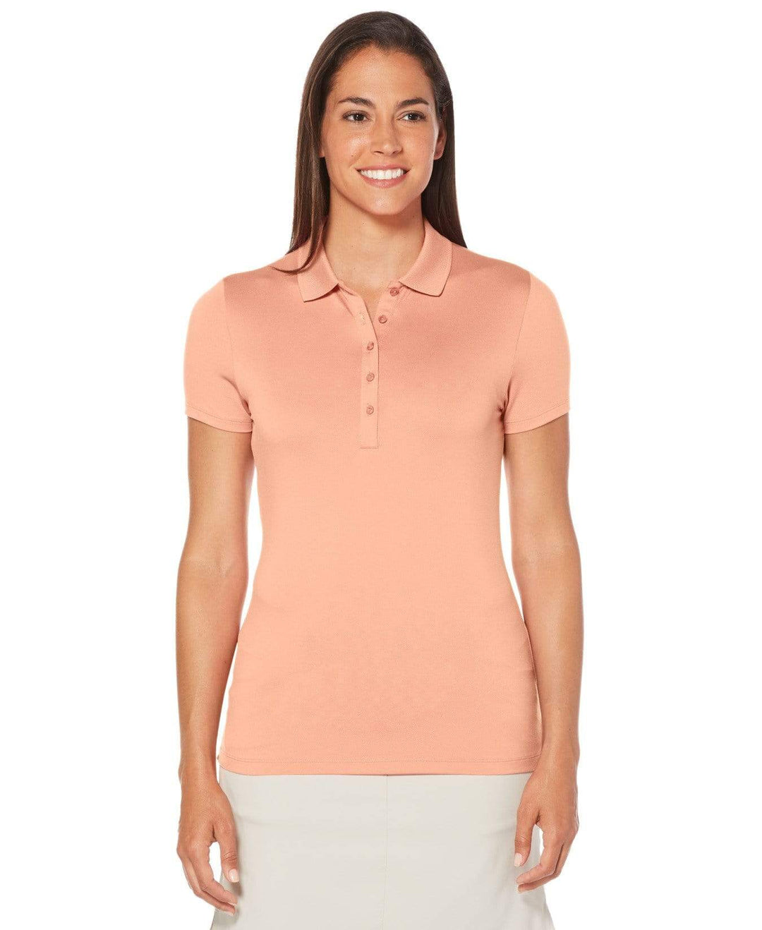Womens Micro Hex Solid Polo Polos Fusion Coral / L