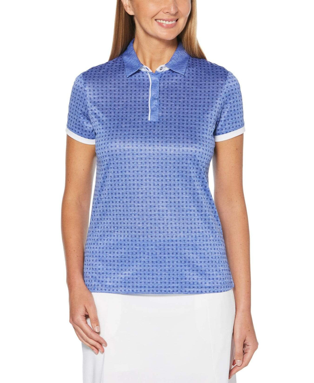 Womens Mini Geo Print Polo Polos Amparo Blue Heather / L