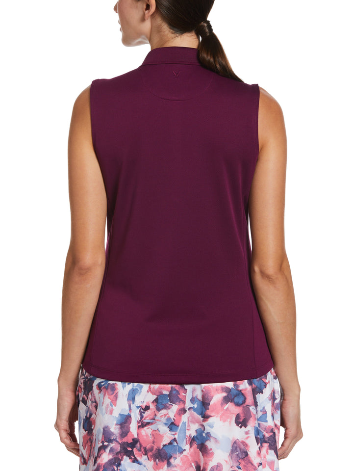 Womens Sleeveless Knit Polo (Dark Purple) 