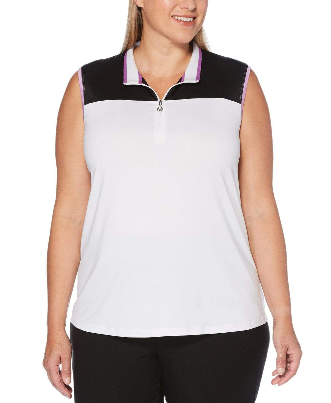 Womens Plus Color Block Polo Polos Brilliant White / 3X