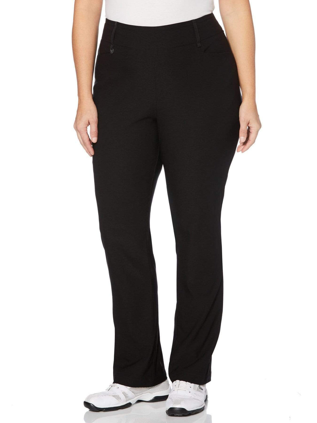 Womens Plus Pull-On Stretch Solid Pants-Pants-Caviar-2X-32-Callaway