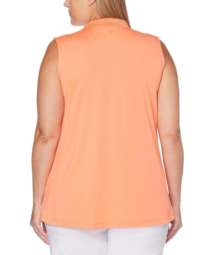 Womens Plus Sleeveless Opti-Dri Micro Hex Polo Polos