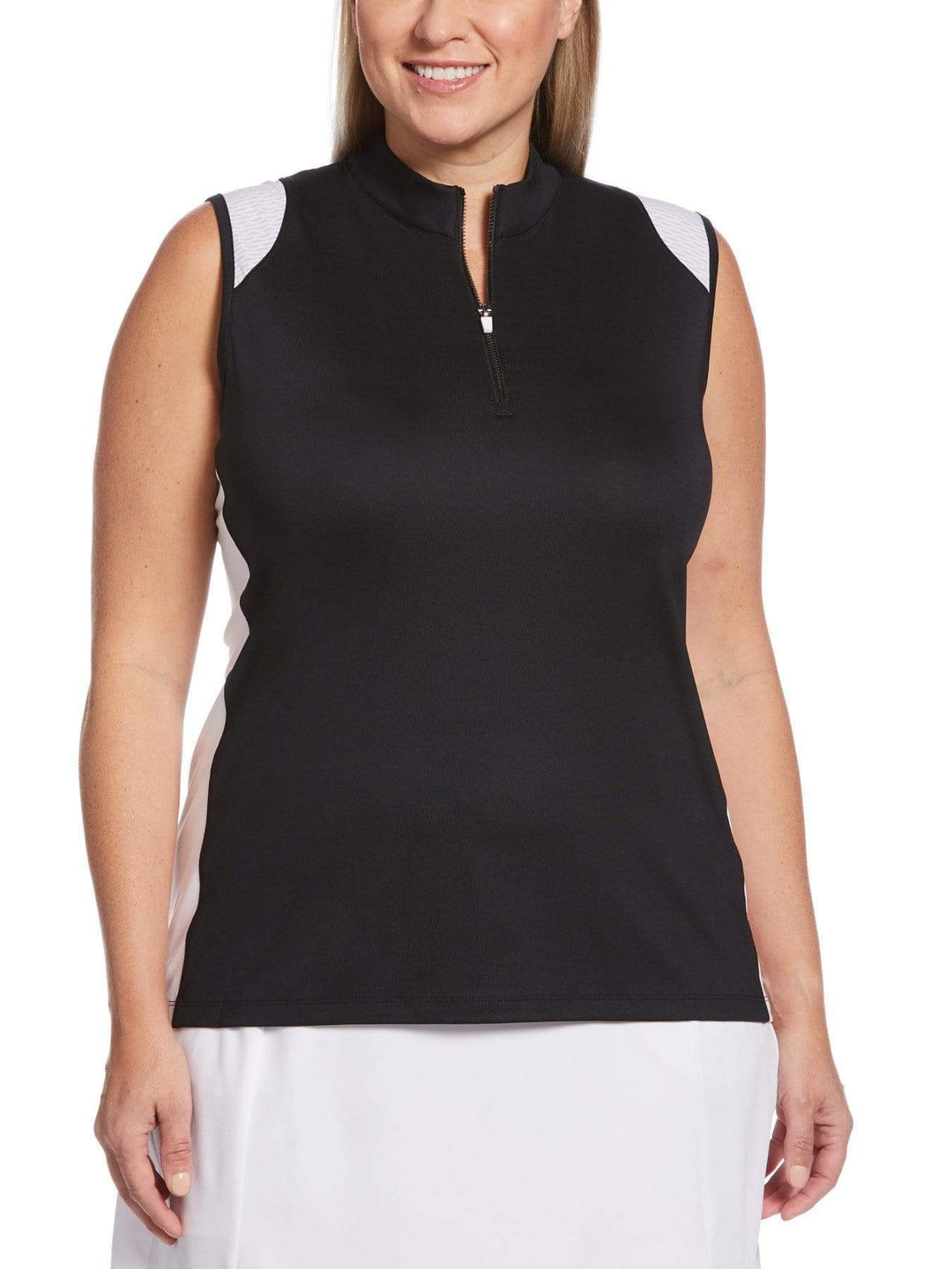 Womens Plus Two-Color 1/4 Zip Polo Polos Caviar / 2X