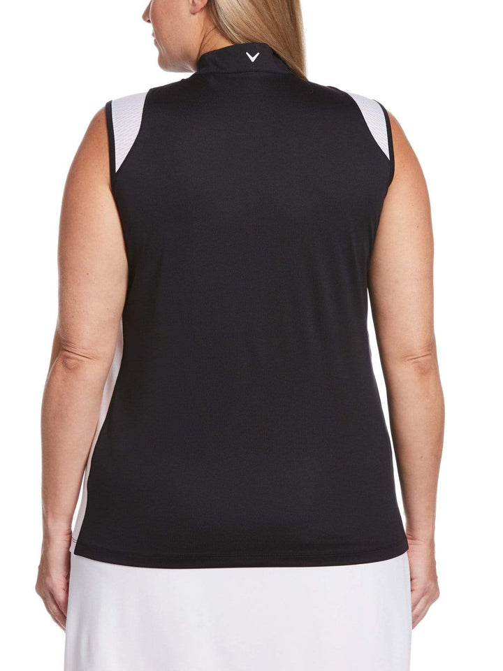 Womens Plus Two-Color 1/4 Zip Polo Polos