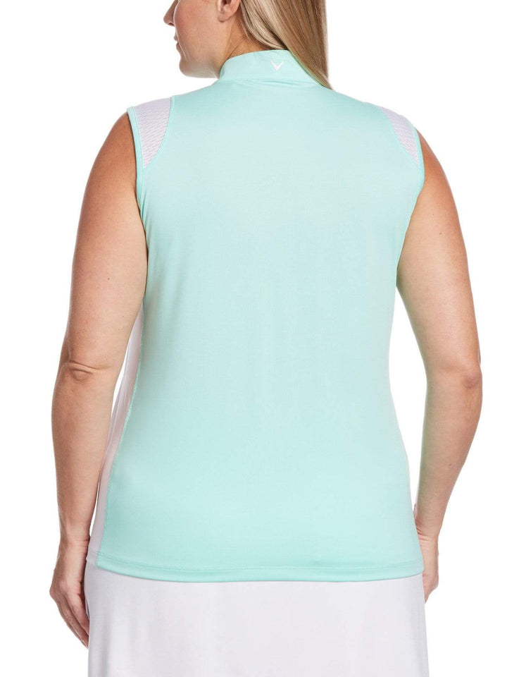 Womens Plus Two-Color 1/4 Zip Polo Polos