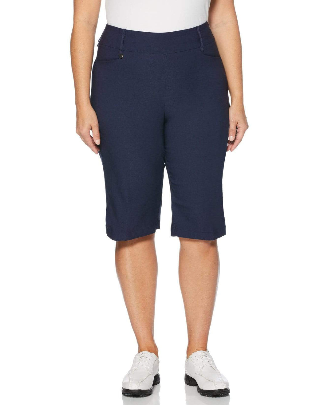 Womens Pull-On Stretch Solid Short with Active Waistband Shorts Peacoat / 1X