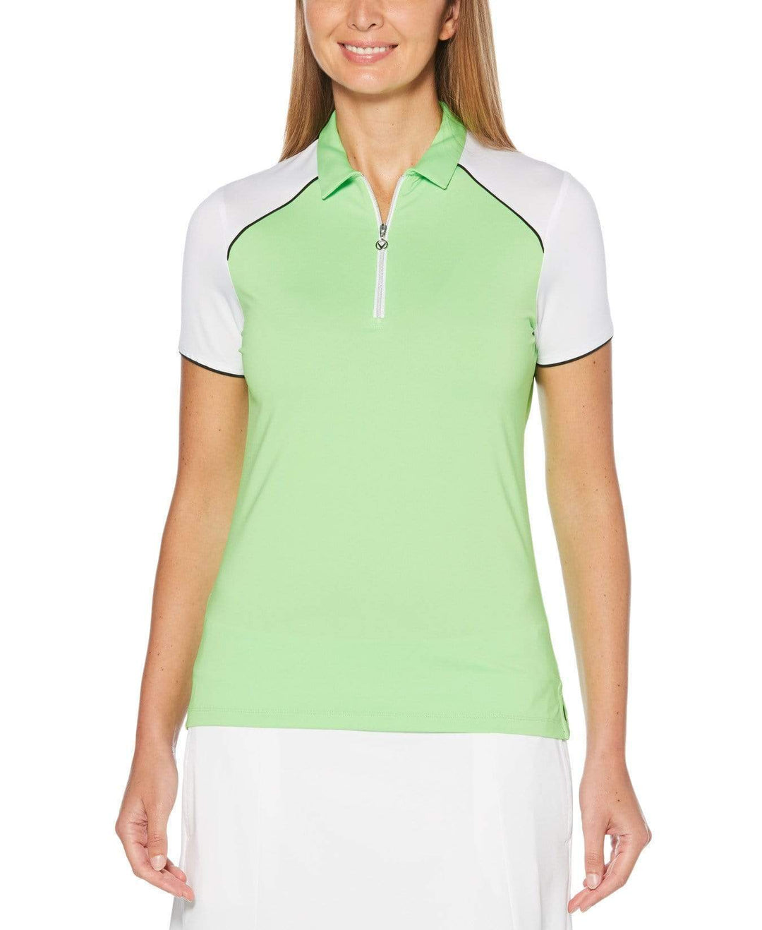 Womens 1/4 Zip Color Block Polo Polos Jasmine Green / XS