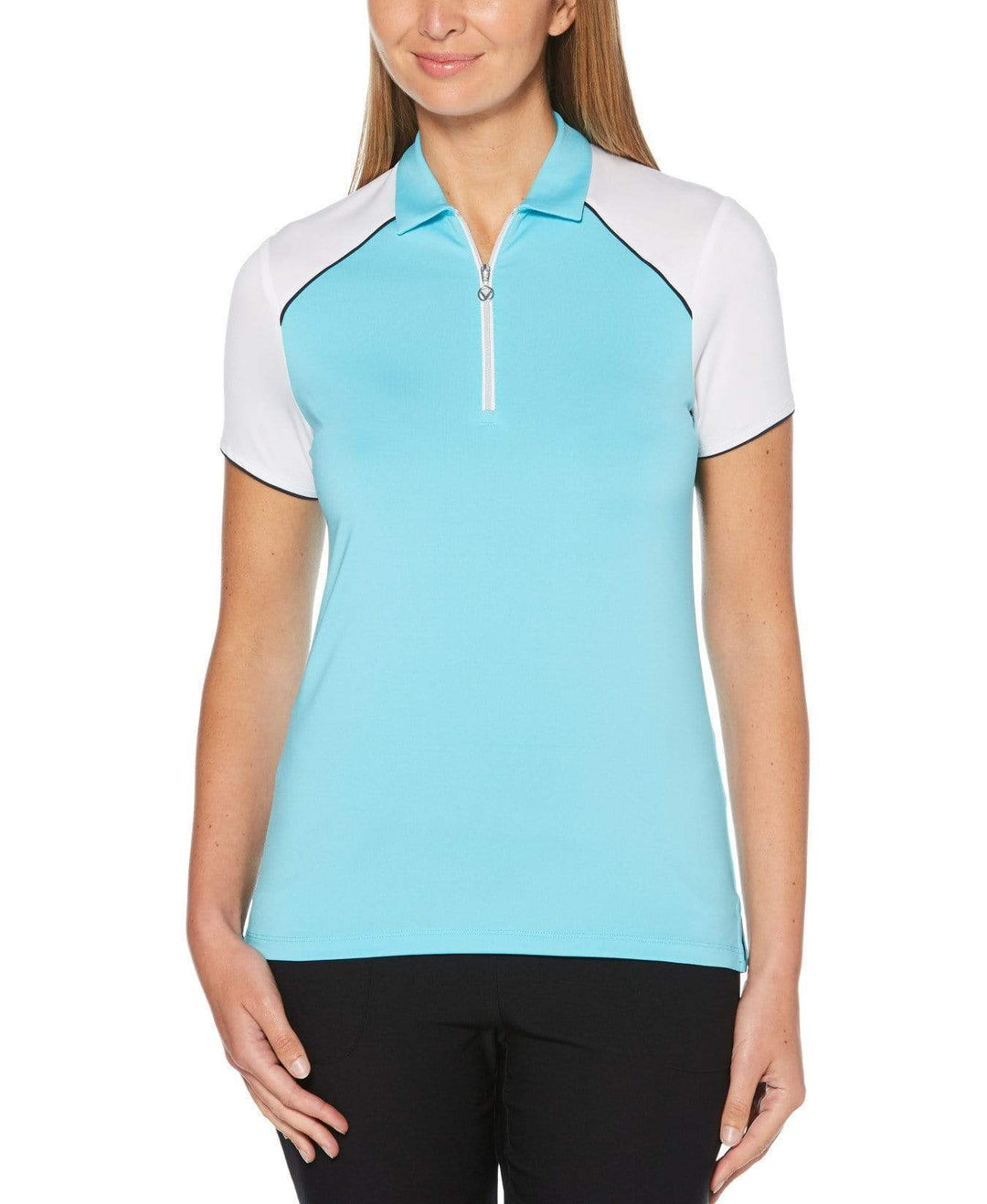 Womens 1/4 Zip Color Block Polo Polos River Blue / XS