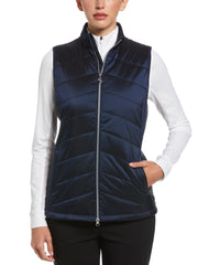Quilted Golf Vest with Mutli-Directional Stitching (Peacoat) 