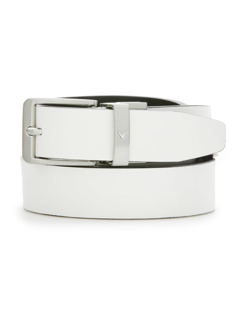 Ladies Reversible Sleek Modern Belt (Caviar/White) 