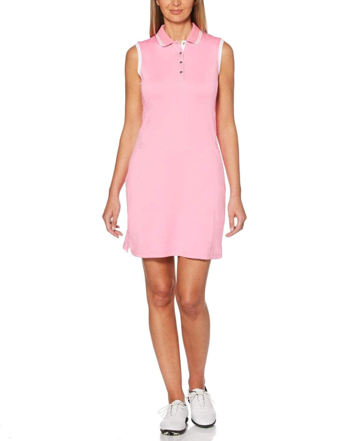Womens Sleeveless Polo Dress Polos Fuchsia Pink / L