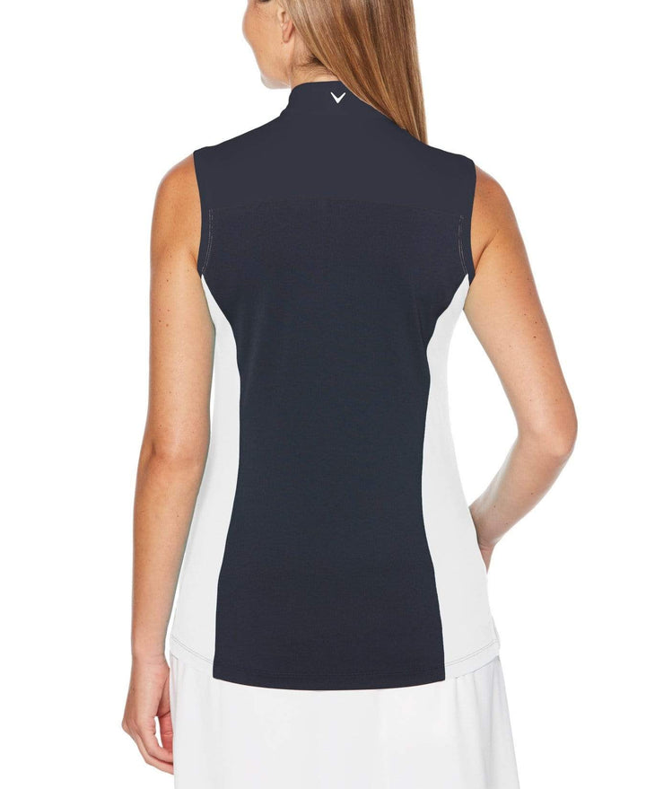 Womens Sleeveless 1/4 Zip Color Block Polo Polos