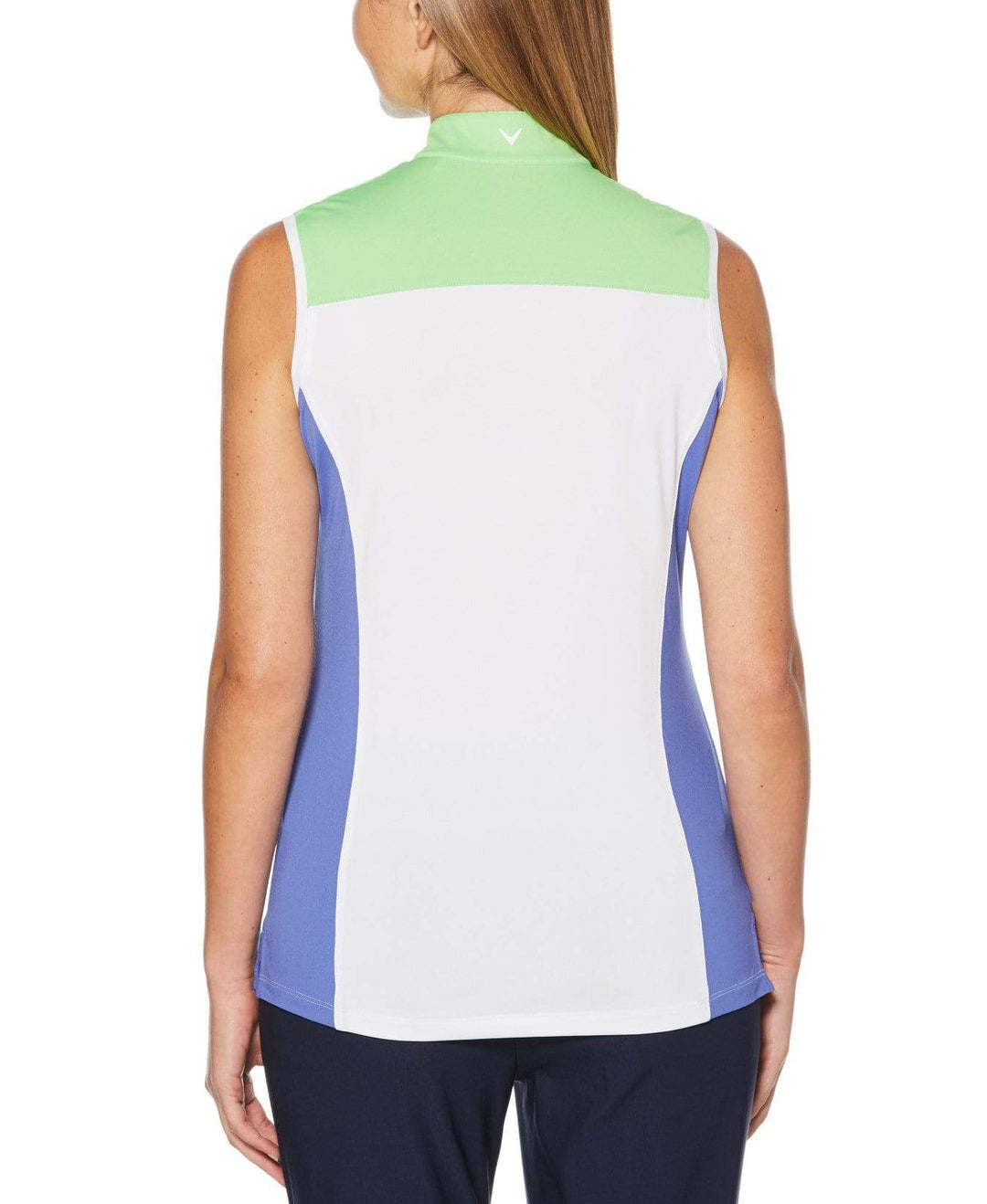 Womens Sleeveless 1/4 Zip Color Block Polo Polos