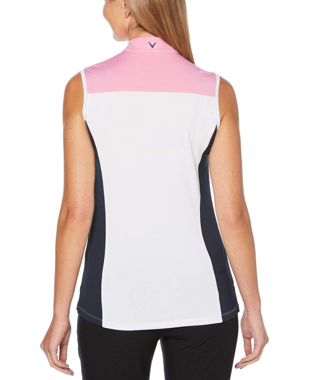 Womens Sleeveless 1/4 Zip Color Block Polo Polos