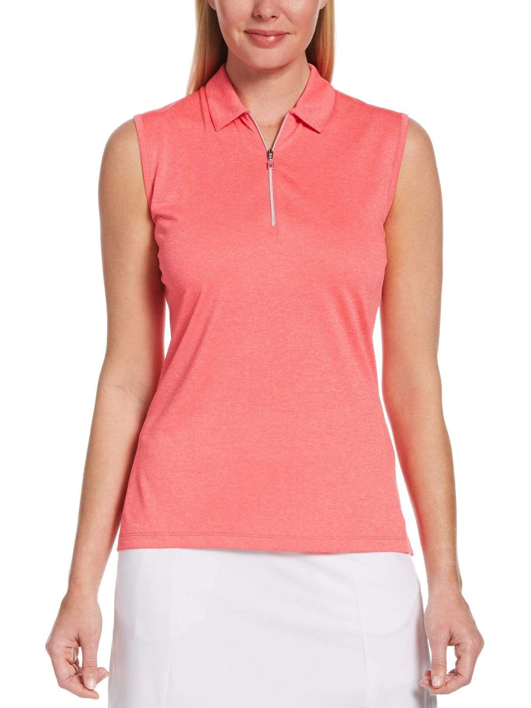 Womens Sleeveless 1/4 Zip Heather Polo-Polos-Camellia Rose Heather-XL-Callaway Apparel