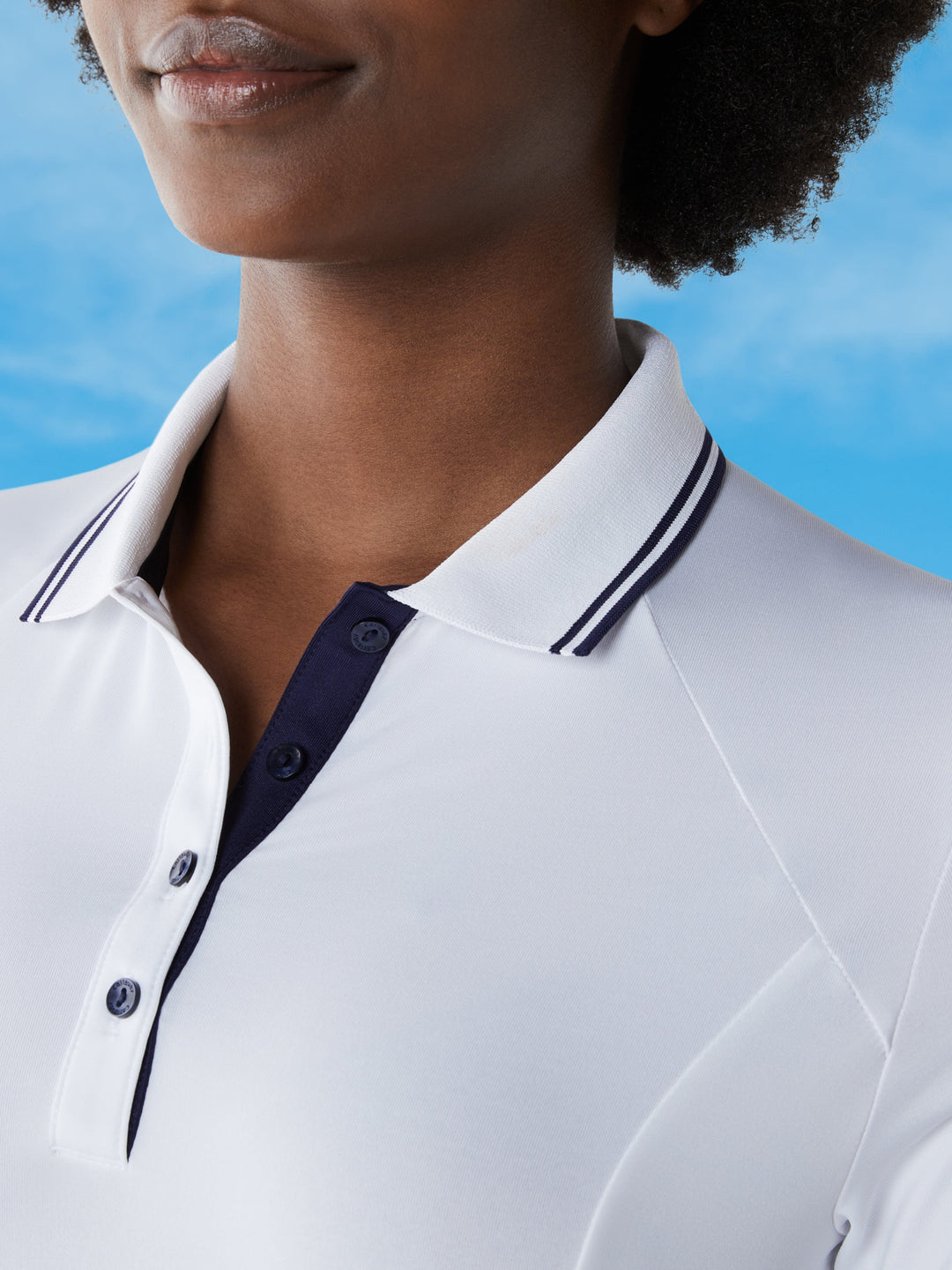 Womens Solid Long Sleeve Polo with Ribbing-Polos-Callaway