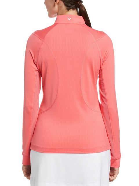 Solid Sun Protection 1/4 Zip Golf Pullover (Coral Paradise) 