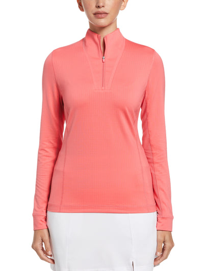Solid Sun Protection 1/4 Zip Golf Pullover (Coral Paradise) 