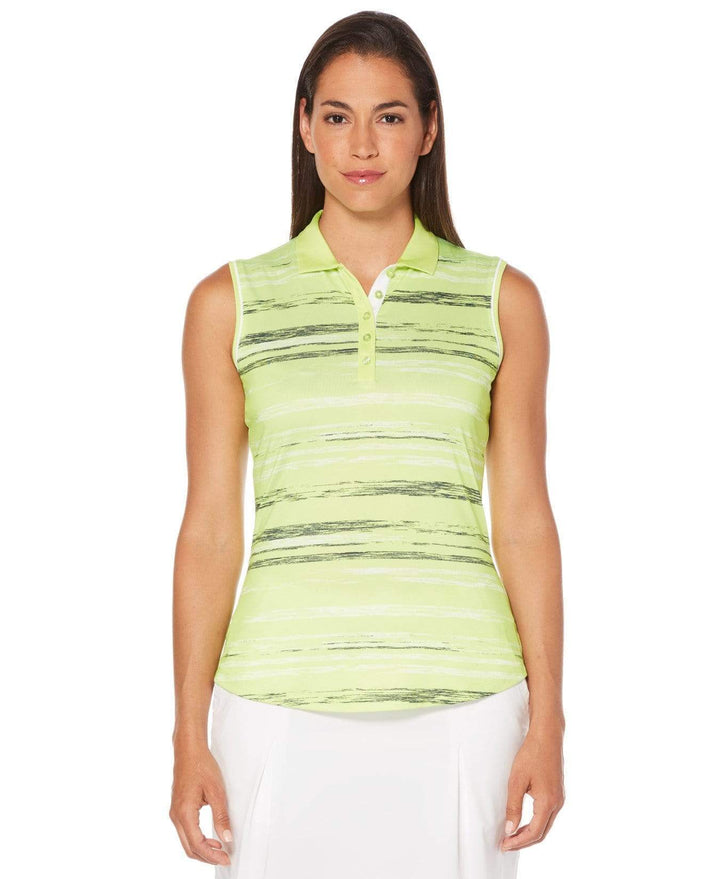 Womens Space Dye Striped Polo Polos Sharp Green / XS