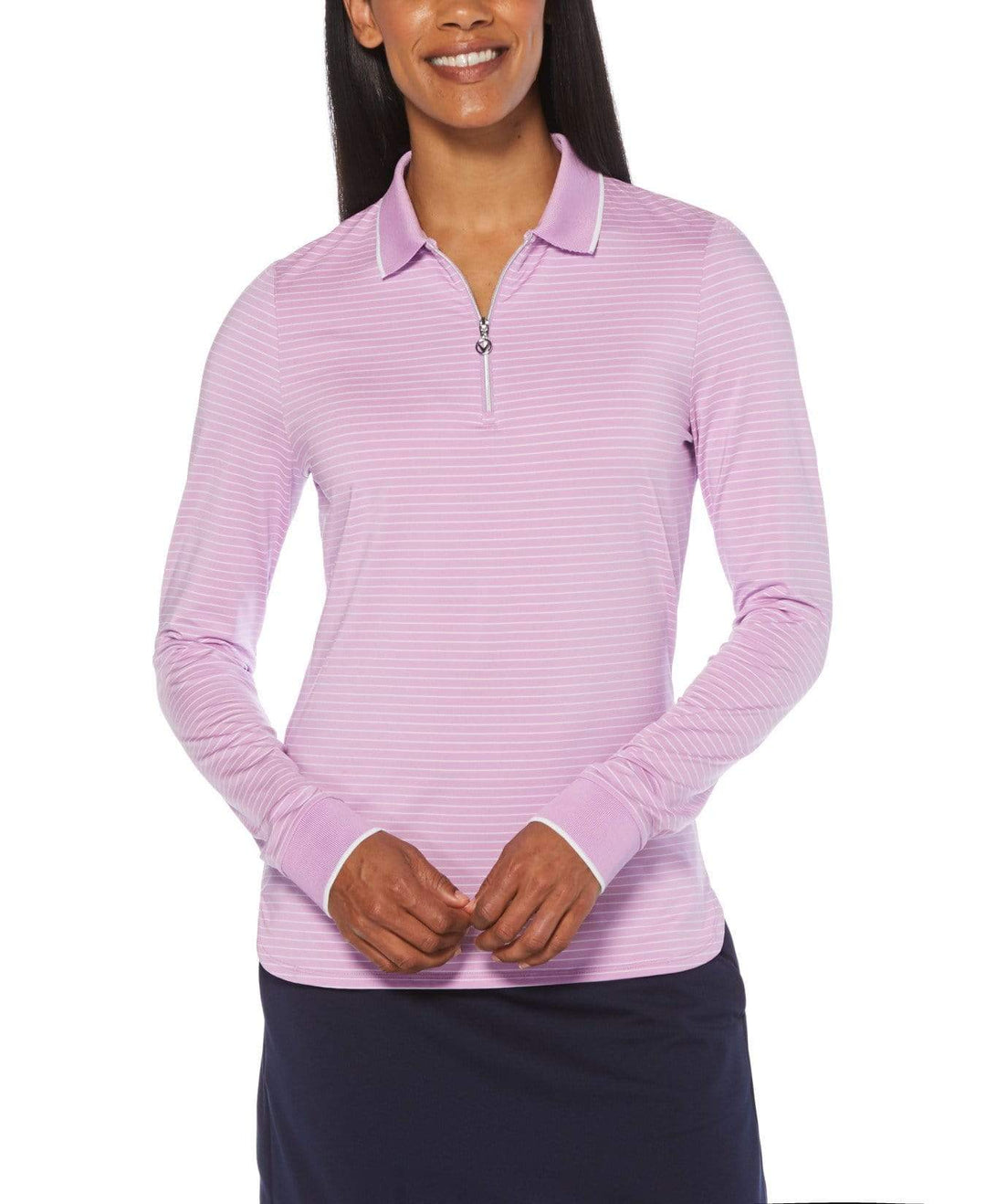 Womens Stripe Polo Polos Sheer Lilac / XL