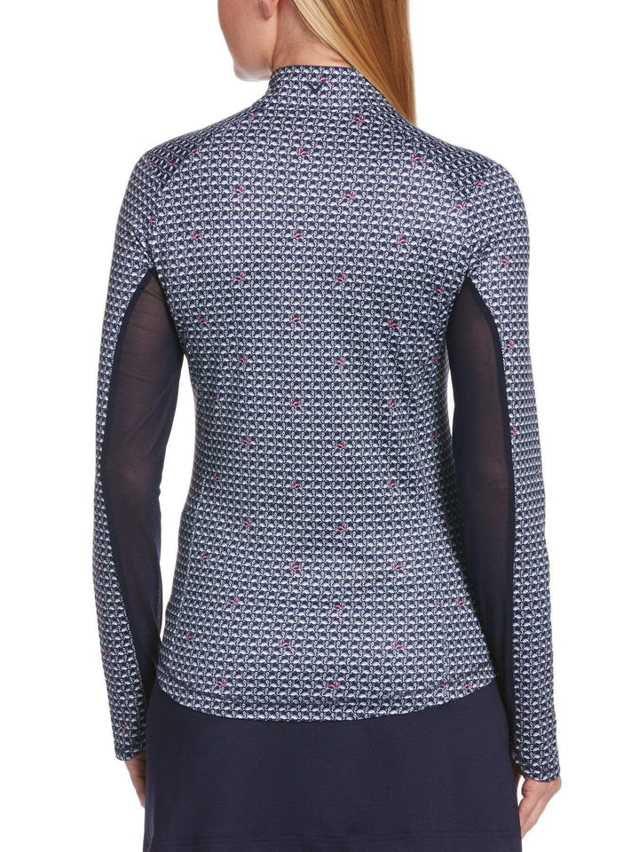 Womens Swing Tech Flamingo Print Sun Shirt-Polos-Callaway Apparel