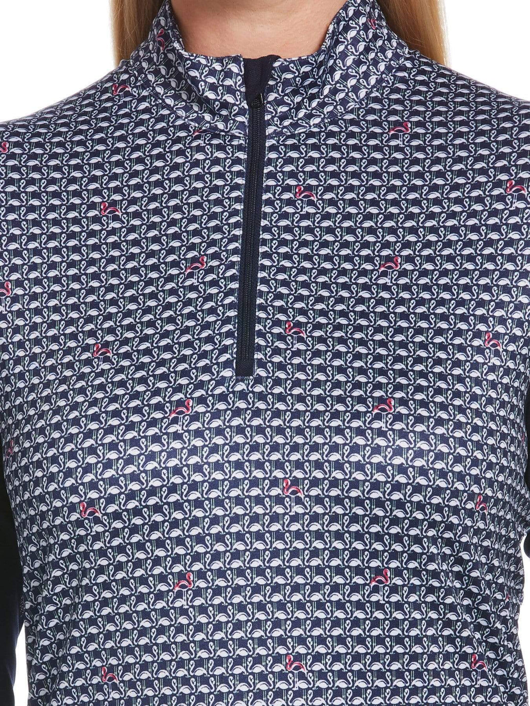 Womens Swing Tech Flamingo Print Sun Shirt-Polos-Callaway Apparel