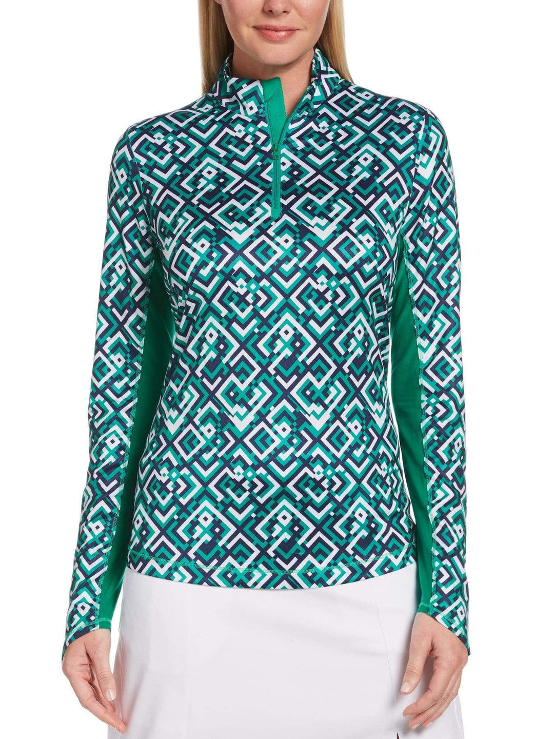 Womens Swing Tech Geo Print Sun Shirt-Polos-Peacoat-XS-Callaway Apparel