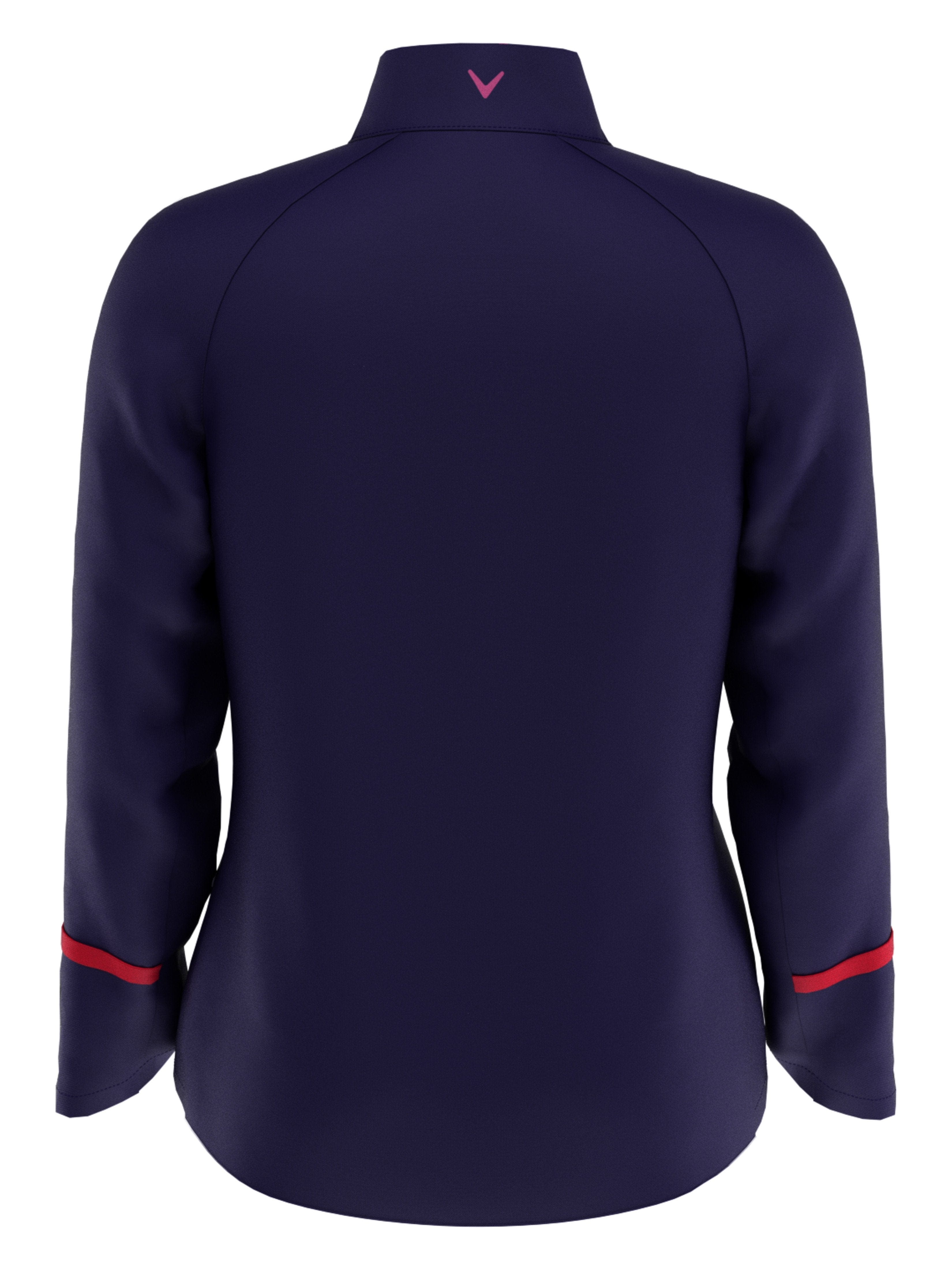 Callaway レインジャケット ネイビー/レッド Womens Swing Tech™ Lightweight Woven Full Zip Rain Golf Jacket