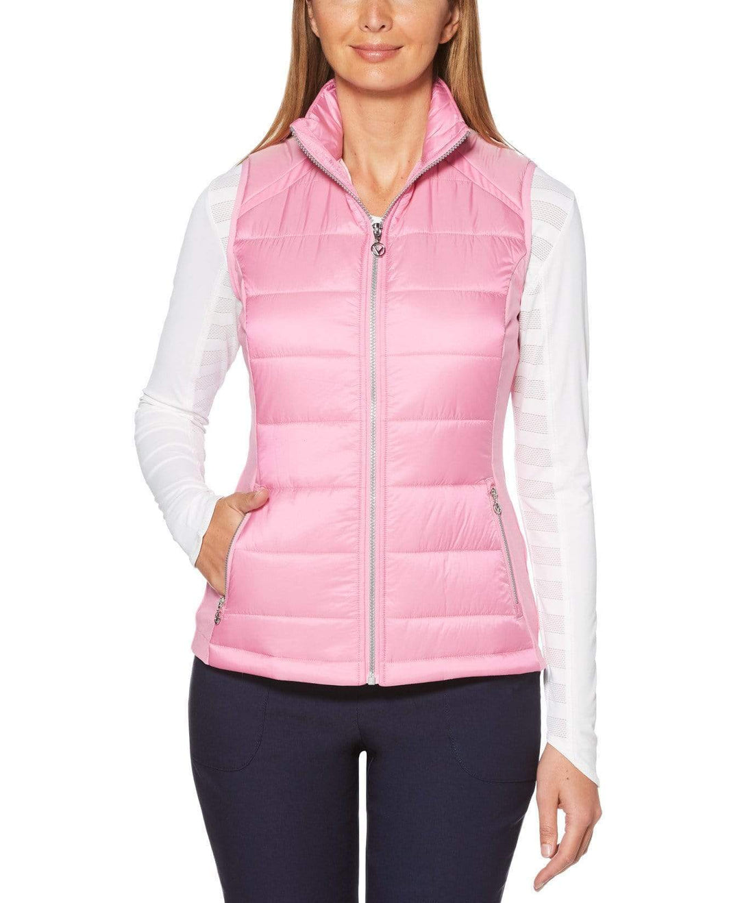 Womens Swing Tech Puffer Vest Jackets Fuchsia Pink / XXL