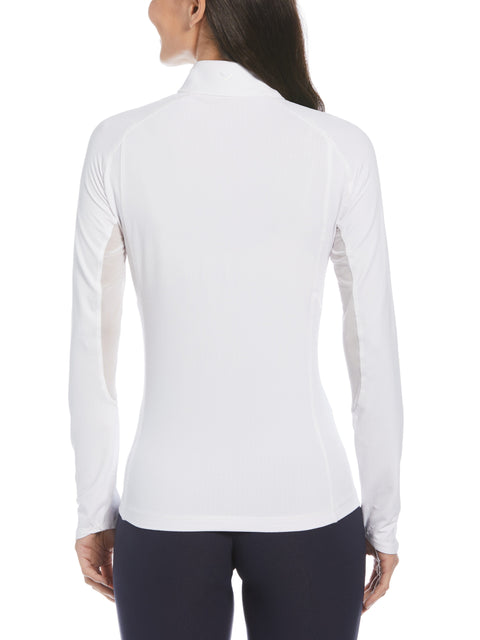 Womens Swing Tech Sun Protection 1/4 Zip Golf Shirt (Brilliant White) 