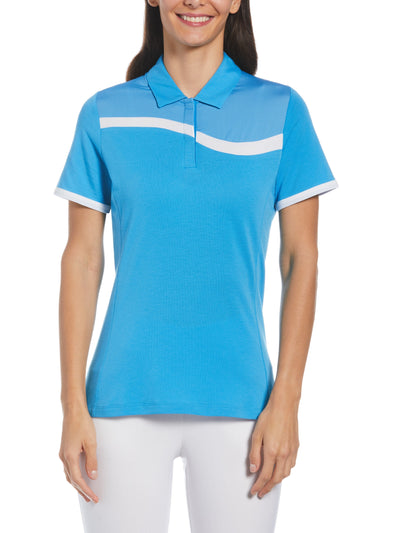 SwingTech™ Asymmetrical Color Block Golf Polo (Ibiza Blue) 