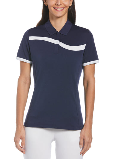 Womens Swing Tech™ Asymmetrical Color Block Golf Polo-Polos-Peacoat-L-Callaway