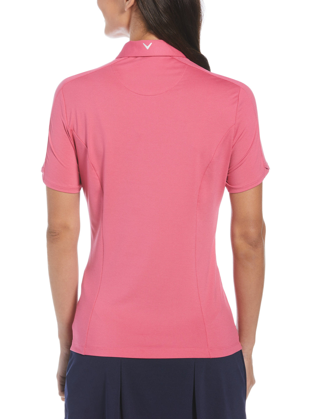 Womens Tonal Heather Quarter Zip Golf Polo (Lilac Rose Htr) 