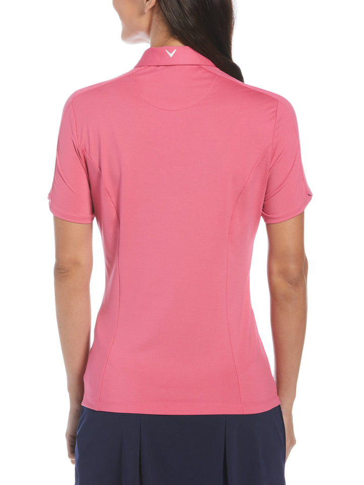 Womens Tonal Heather Quarter Zip Golf Polo (Lilac Rose Htr) 