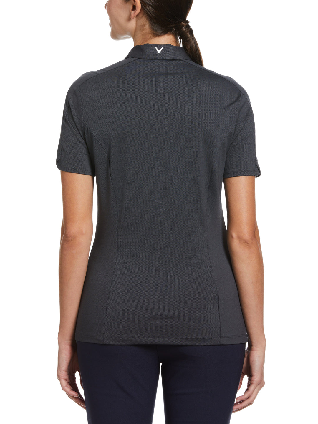 Womens Tonal Heather Quarter Zip Golf Polo (Ebony Heather) 