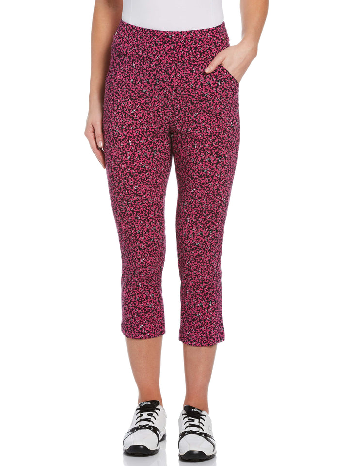 Womens TrueSculpt™ Mini Allover Floral Print Capri Golf Pant-Pants-Caviar-S-Callaway
