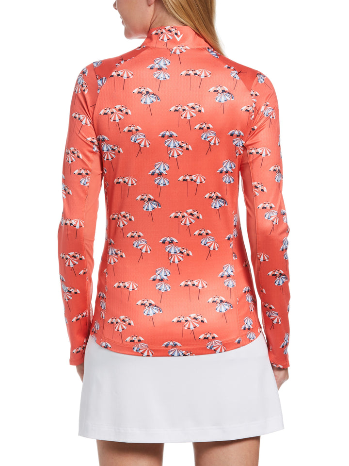 Womens Umbrella Print Sun Protection Golf Polo-Polos-Callaway