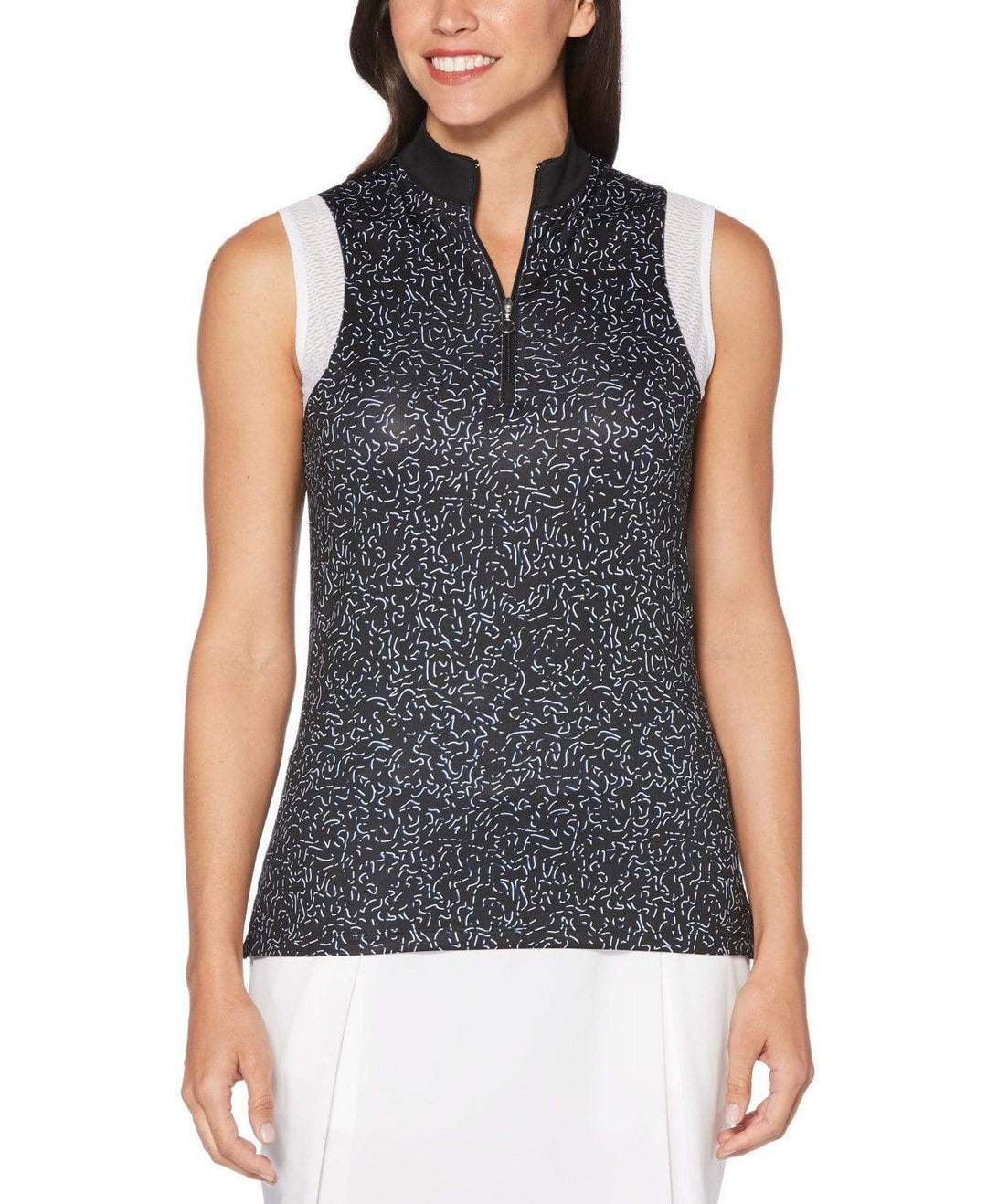 Womens Ventilated Electric Print Polo Polos Caviar / M