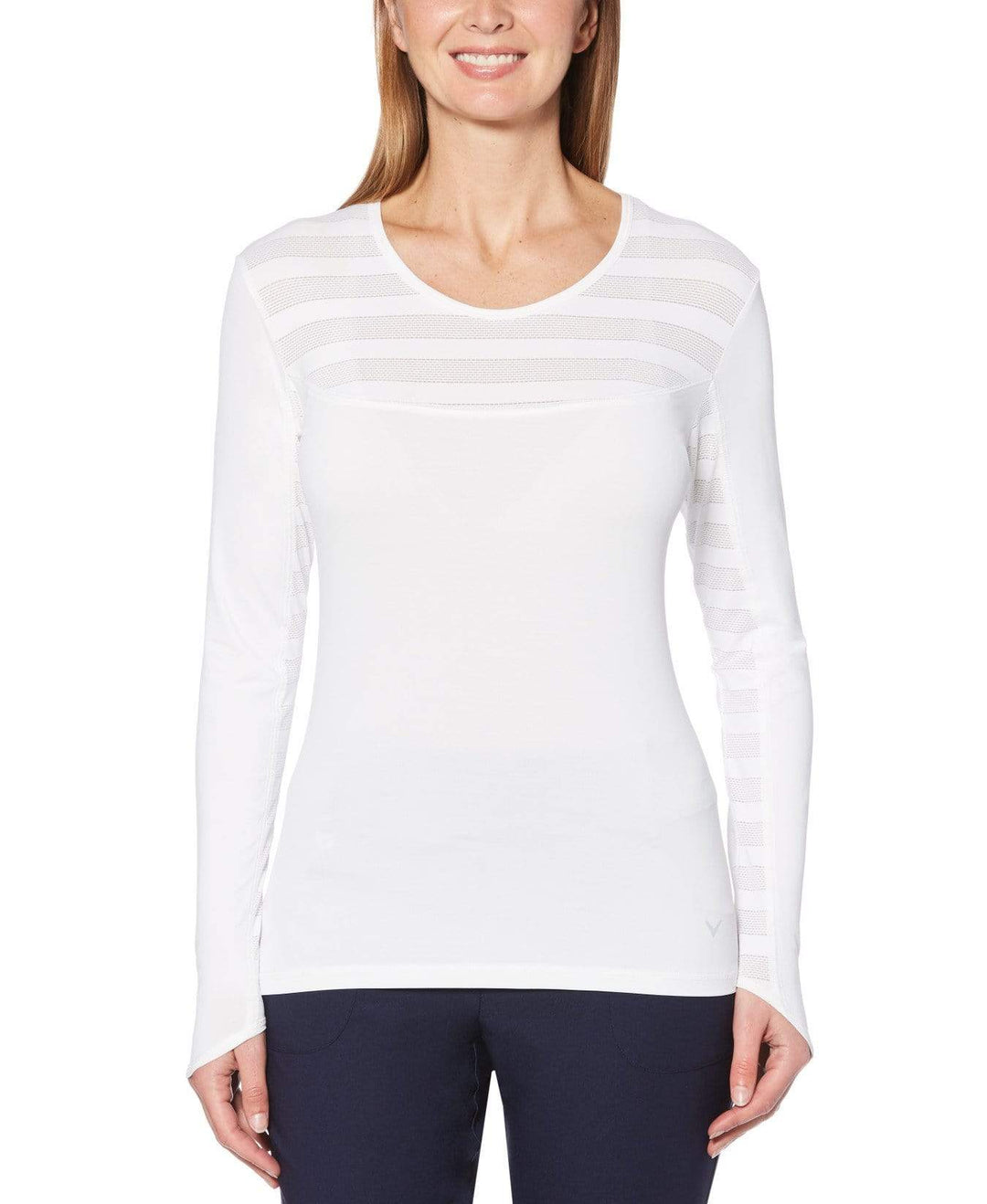 Womens Ventilated Mesh Panel Pullover Polos Bright White / XXL