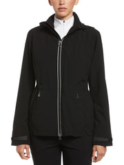 Wind and Water Resistant Golf Jacket with Packable Hood (Caviar) 
